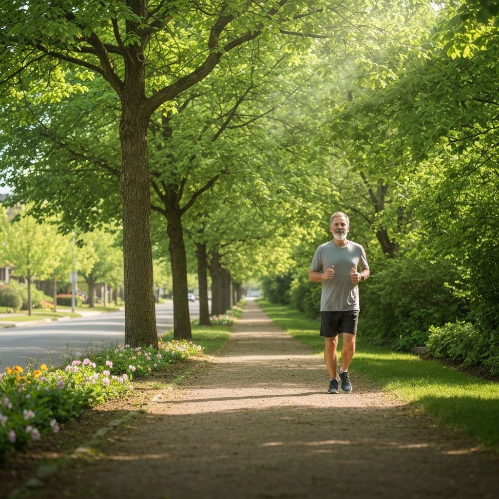 Person jogging on a scenic path in nature